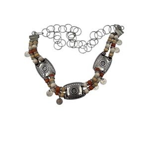 Southwestern Tribal Silver & Beaded Coin Metal Chain Belt  Concho Boho  Accent